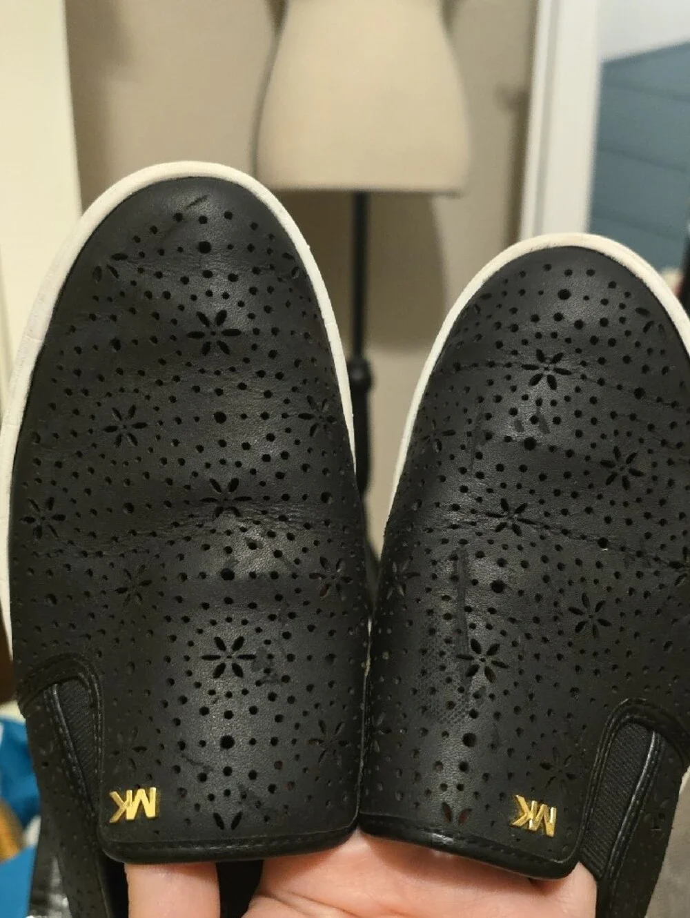 Michael Kors Womens Black Perforated Slip-On Sneakers